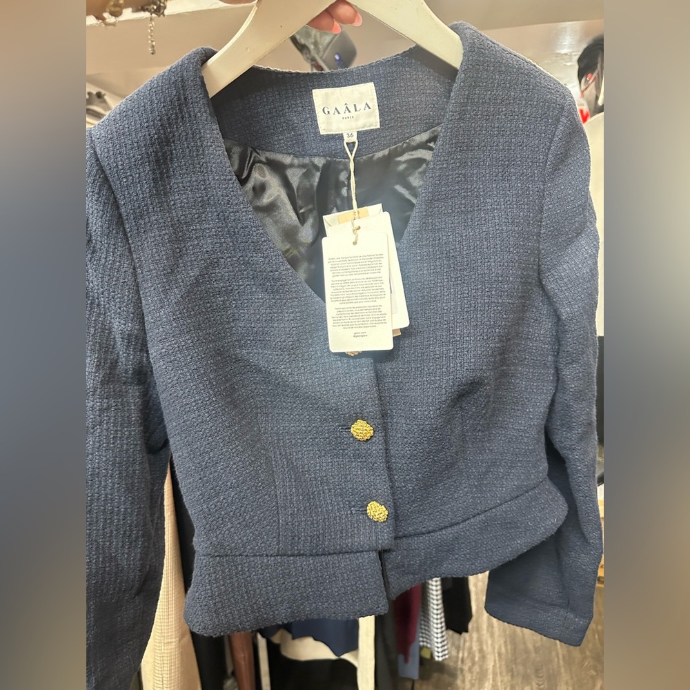 Gaala  Paris Milana Cotton Tweed Two Piece. New size 36 set . Color Navy Blue - Picture 6 of 16